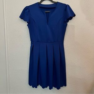 5/$25 Misc Bundle Deal - V Neck Sweet Scallop Pleated Skater Dress - M